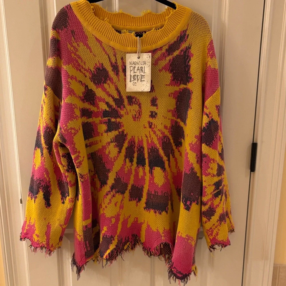 Magnolia Pearl NWT Cotton Wool Kaleidoscope sweater in Sunburst Top 2154 - Picture 1 of 10